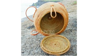 around circle handbags ethnic unique style full handmade hand woven rattan